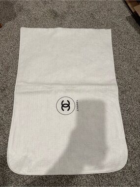 CHANEL White Logo Dust Bag